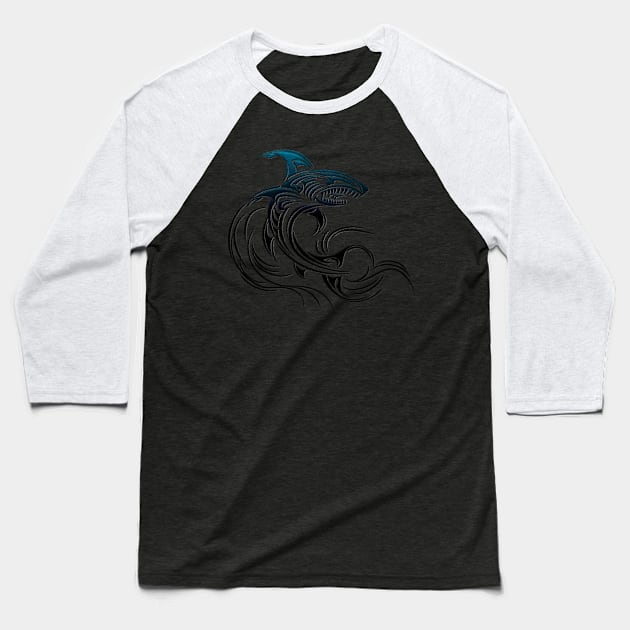 Cool Shark Tribal Baseball T-Shirt by aaallsmiles